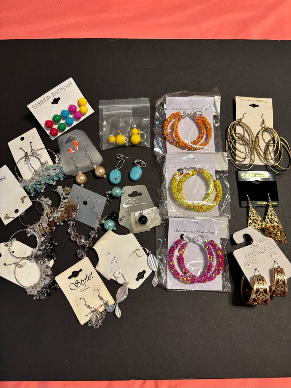 NWT 18 Pair Fashion Earrings Lot Bundle Hoops Beaded Dangle Pearl Colorful Jwlry